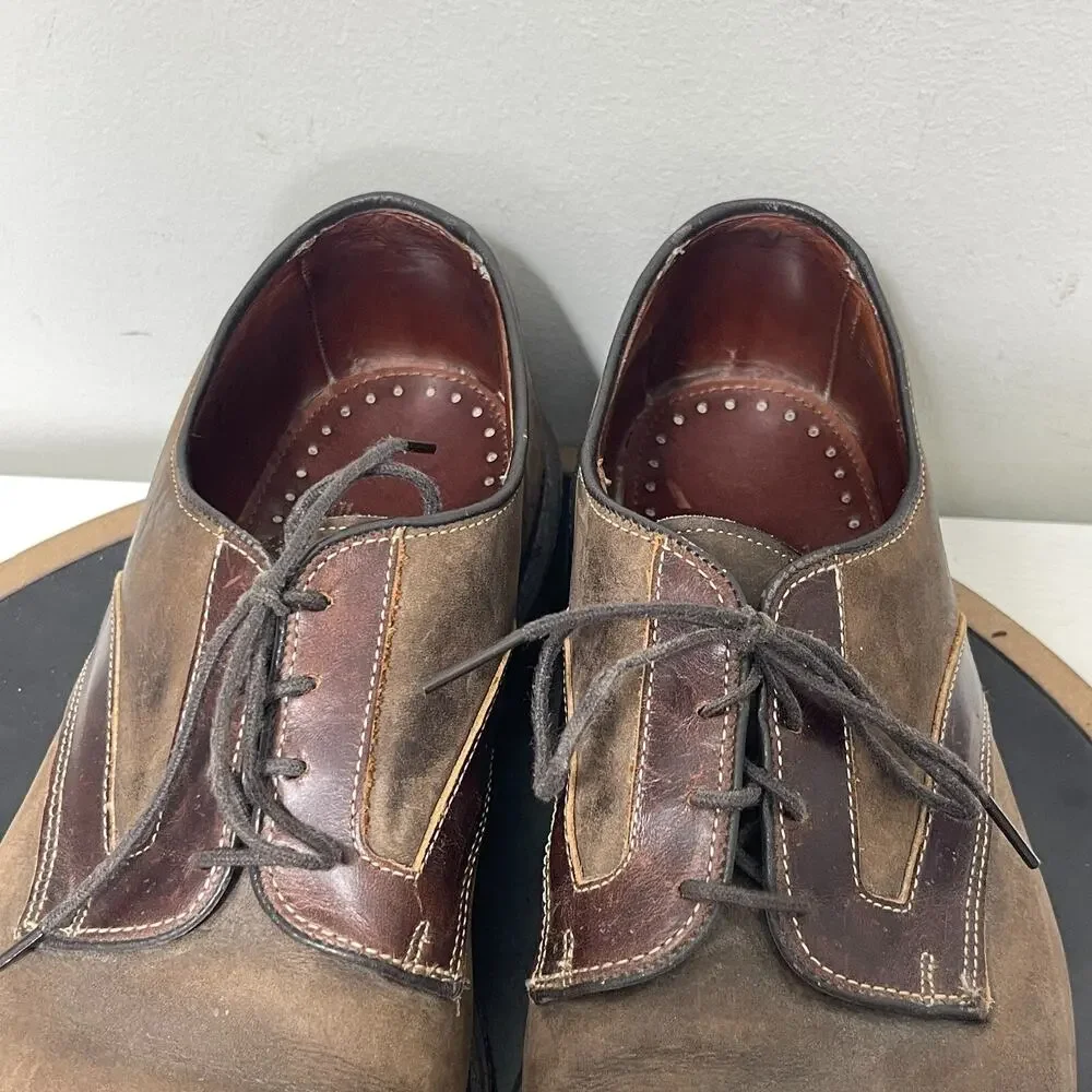 Allen Edmonds Berkshire Oxford Shoes Men 12‎ D Brown Distressed Leather USA Made